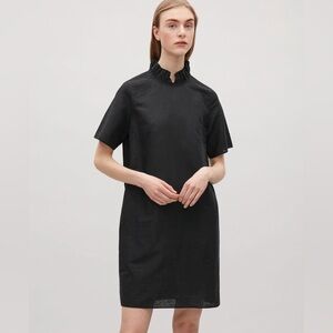 COS Linen Ruffle Neck Dress